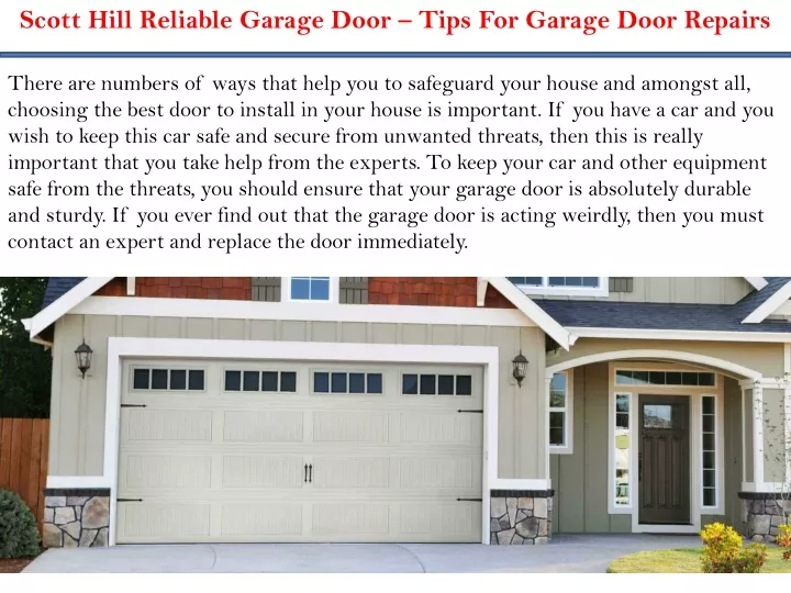 scott hill reliable garage door tips for garage