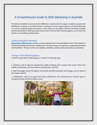 A Comprehensive Guide to NDIS Marketing in Australia