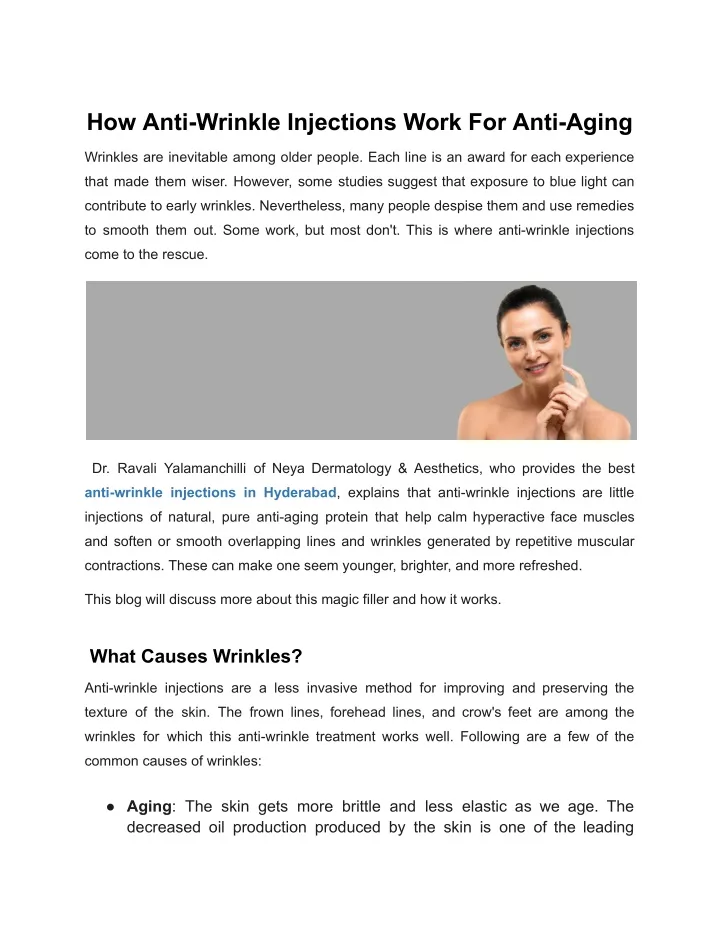 how anti wrinkle injections work for anti aging