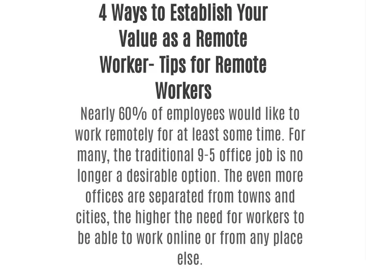 4 ways to establish your value as a remote worker