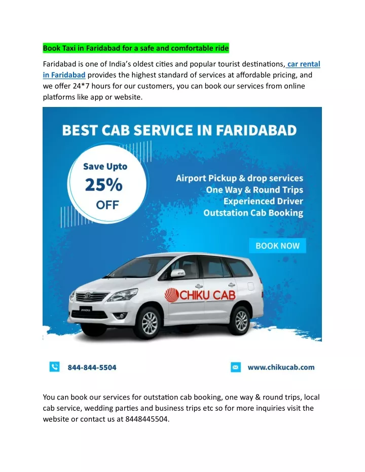 book taxi in faridabad for a safe and comfortable