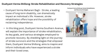 Dushyant Verma Shillong Stroke Rehabilitation and Recovery Strategies
