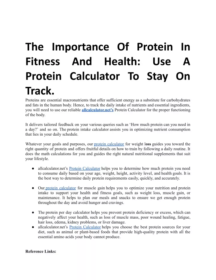 the importance of protein in fitness and health