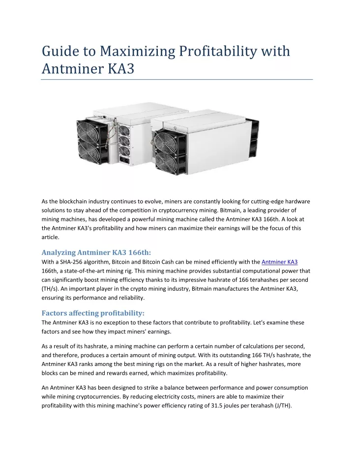 guide to maximizing profitability with antminer
