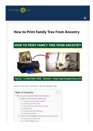 How to print a family tree from ancestry?