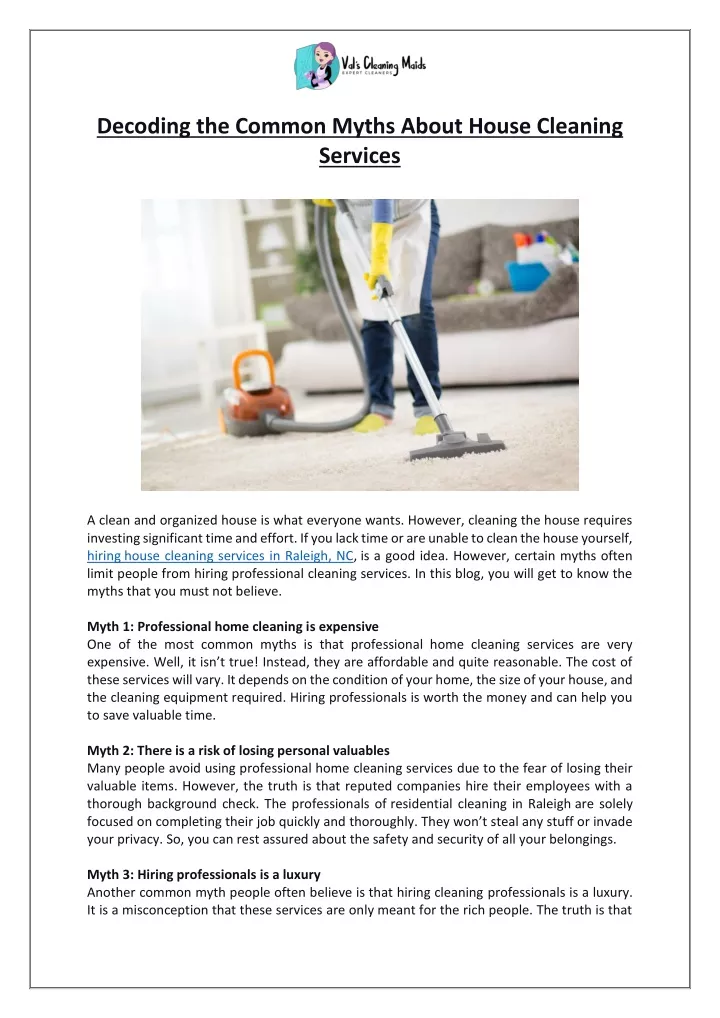 decoding the common myths about house cleaning