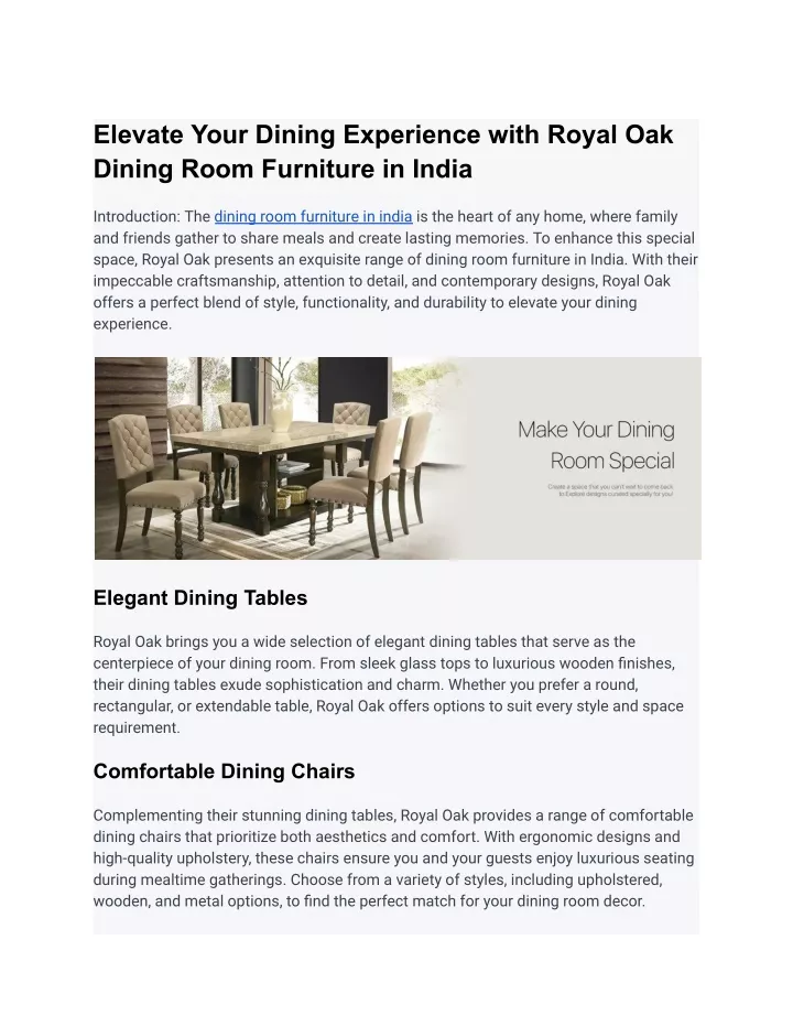 elevate your dining experience with royal