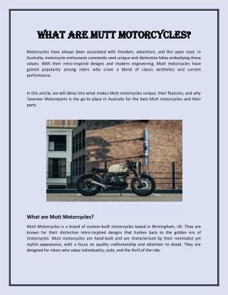 What Are Mutt Motorcycles?