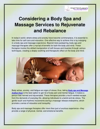 considering a body spa and massage services