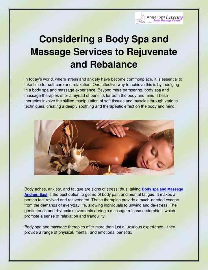 considering a body spa and massage services