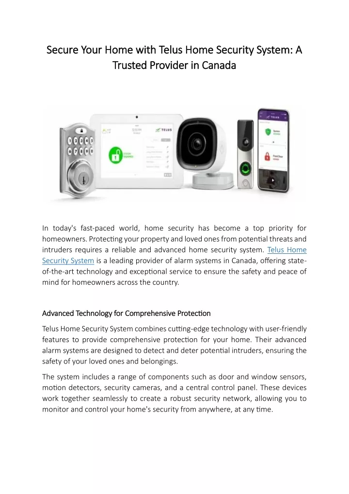 secure your home with telus home security system