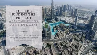 TIPS FOR FINDING THE PERFECT APARTMENT FOR RENT IN DUBAI