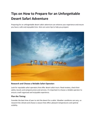 Tips on How to Prepare for an Unforgettable Desert Safari Adventure