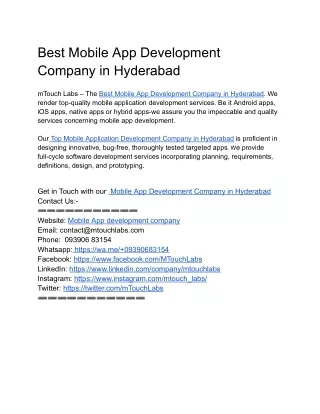 mTouch Labs is one of the fastest-growing iPad App Development Companies known