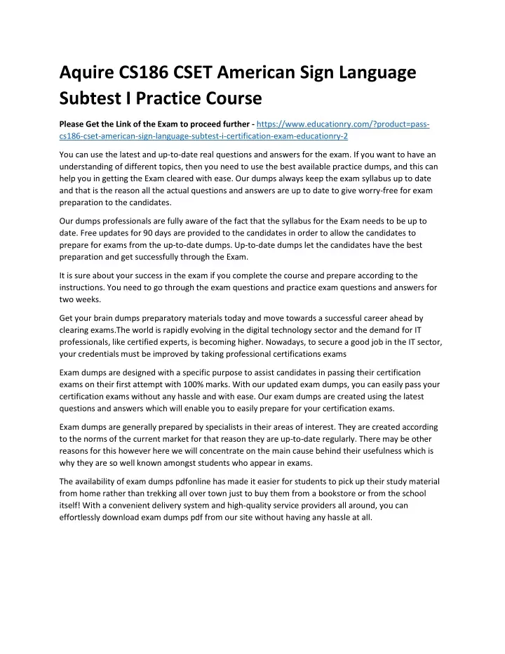 aquire cs186 cset american sign language subtest