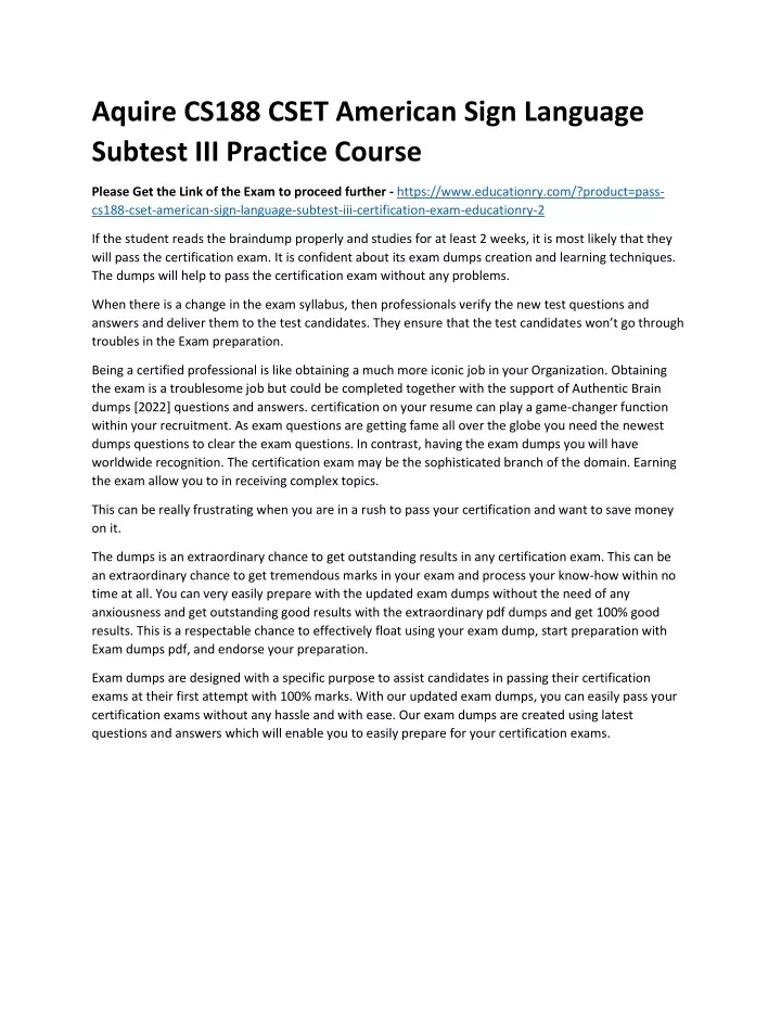 aquire cs188 cset american sign language subtest