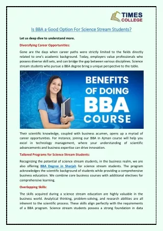 is bba a good option for science stream students