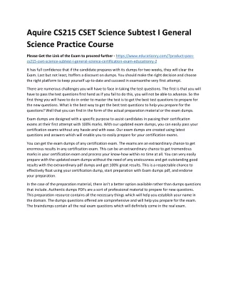 aquire cs215 cset science subtest i general