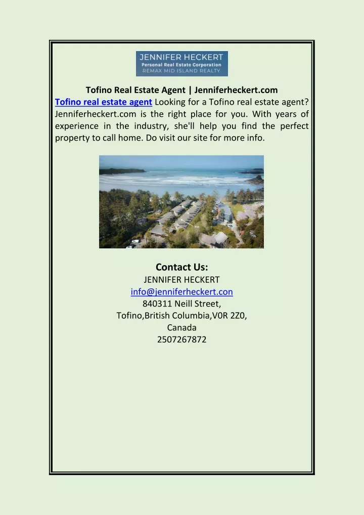 tofino real estate agent jenniferheckert