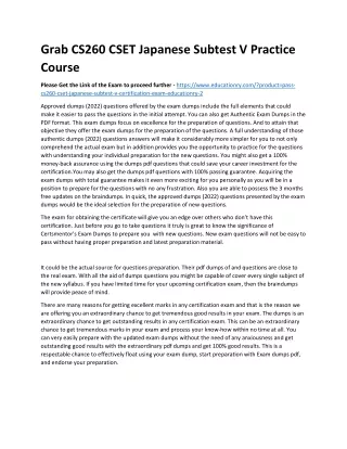 CS260 CSET Japanese Subtest V