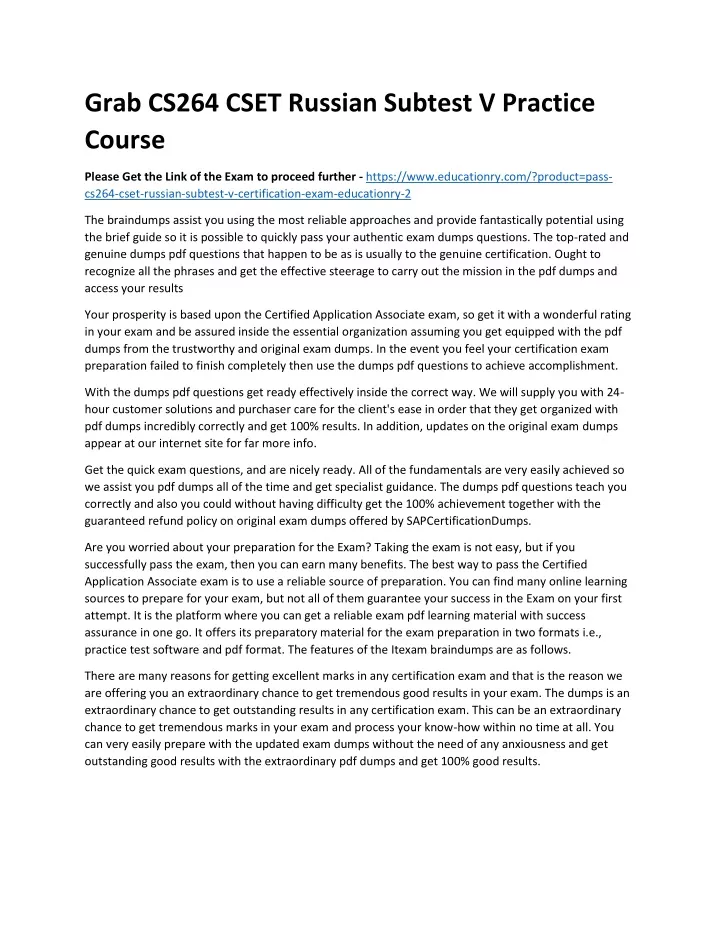 grab cs264 cset russian subtest v practice course