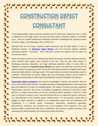 Construction Defect Consultant