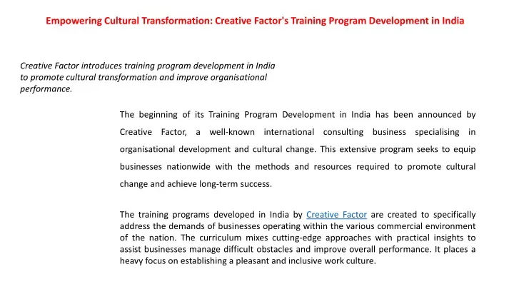 empowering cultural transformation creative