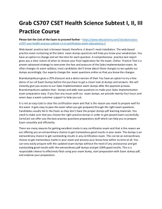 grab cs707 cset health science subtest