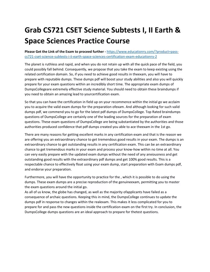 grab cs721 cset science subtests i ii earth space