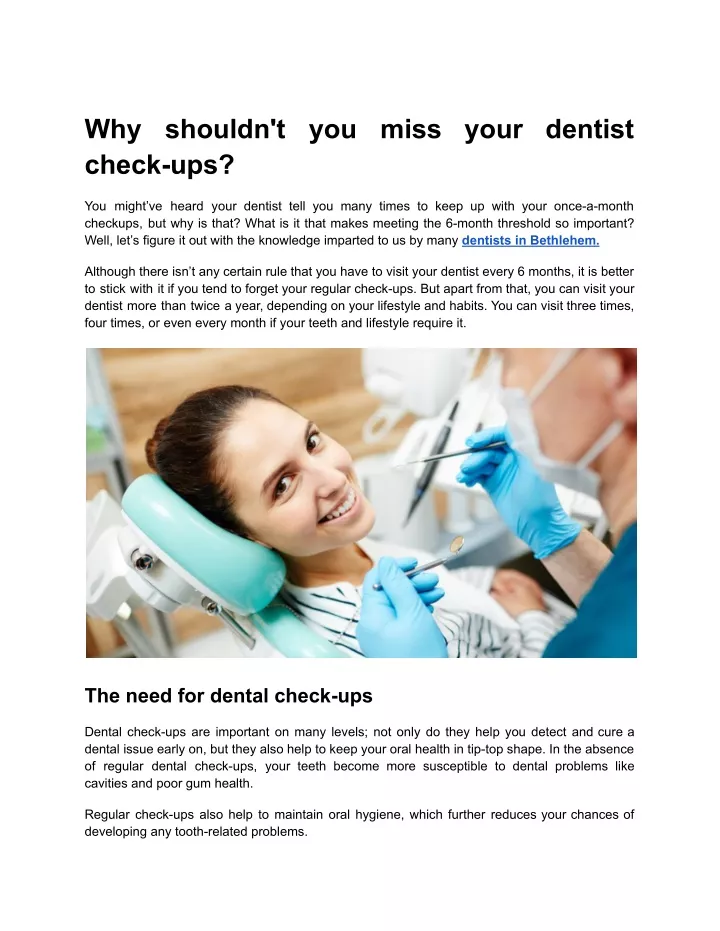 why shouldn t you miss your dentist check ups