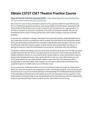obtain cs727 cset theatre practice course