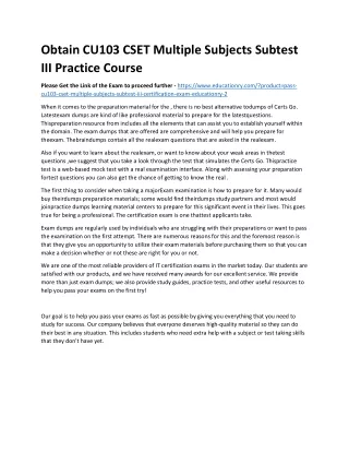 obtain cu103 cset multiple subjects subtest