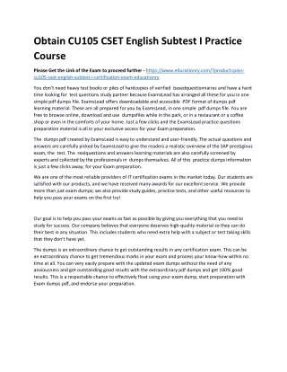 obtain cu105 cset english subtest i practice