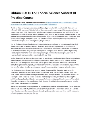obtain cu116 cset social science subtest