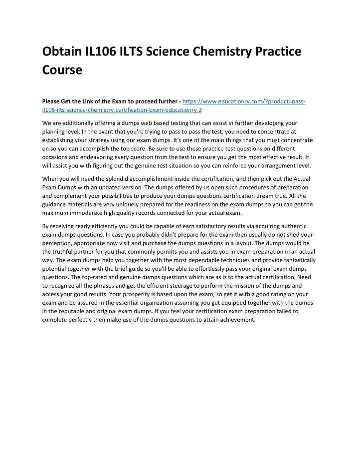 obtain il106 ilts science chemistry practice