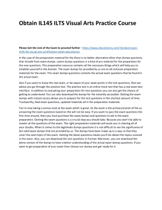 obtain il145 ilts visual arts practice course