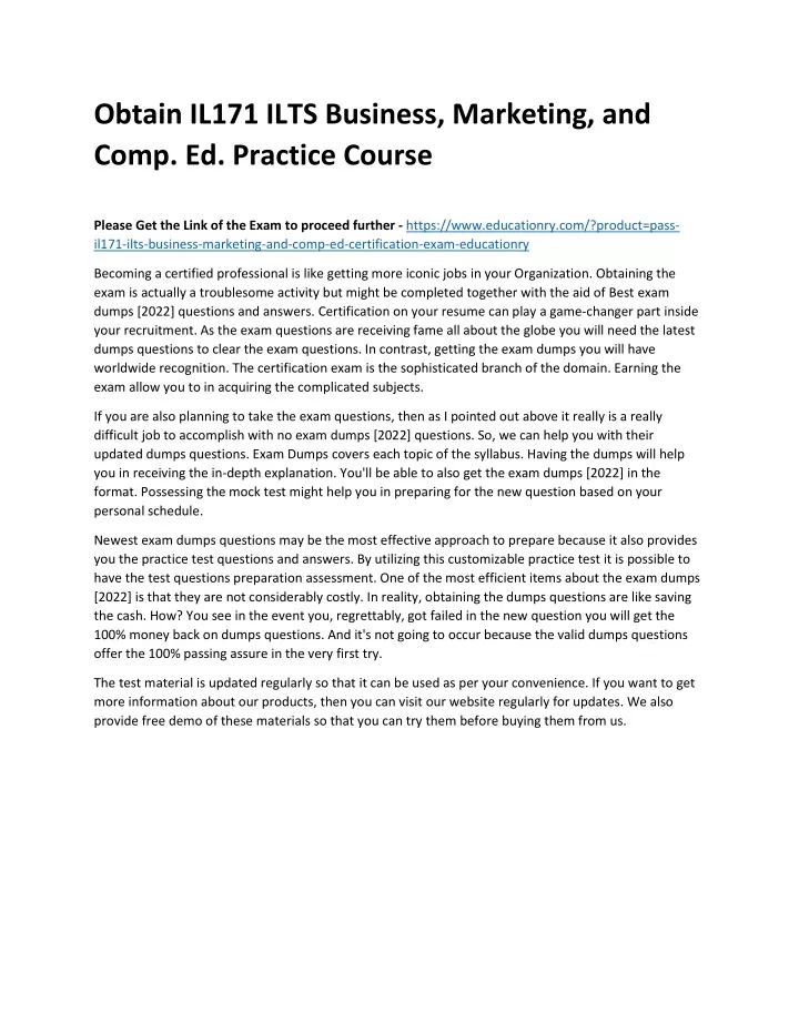 obtain il171 ilts business marketing and comp