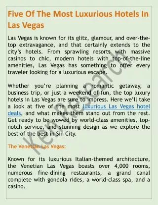 five of the most luxurious hotels in las vegas