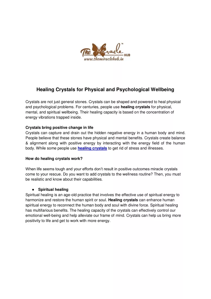 healing crystals for physical and psychological