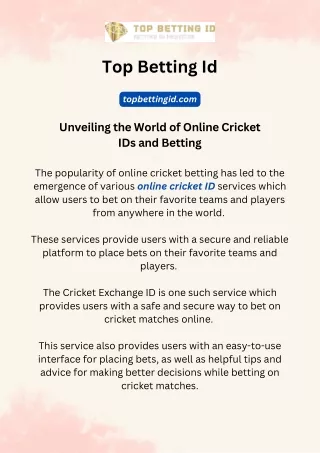 Online Cricket Betting - Best #1 Online Betting Id Provider in India.