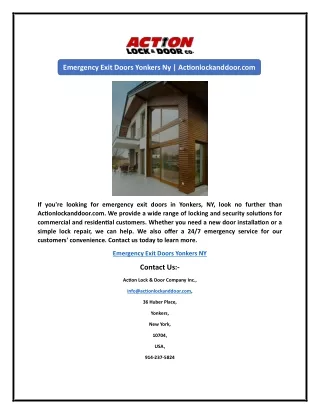 emergency exit doors yonkers ny actionlockanddoor