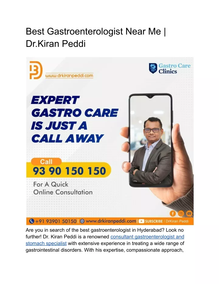 best gastroenterologist near me dr kiran peddi