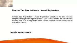 Register Your Boat in Canada - Vessel Registration