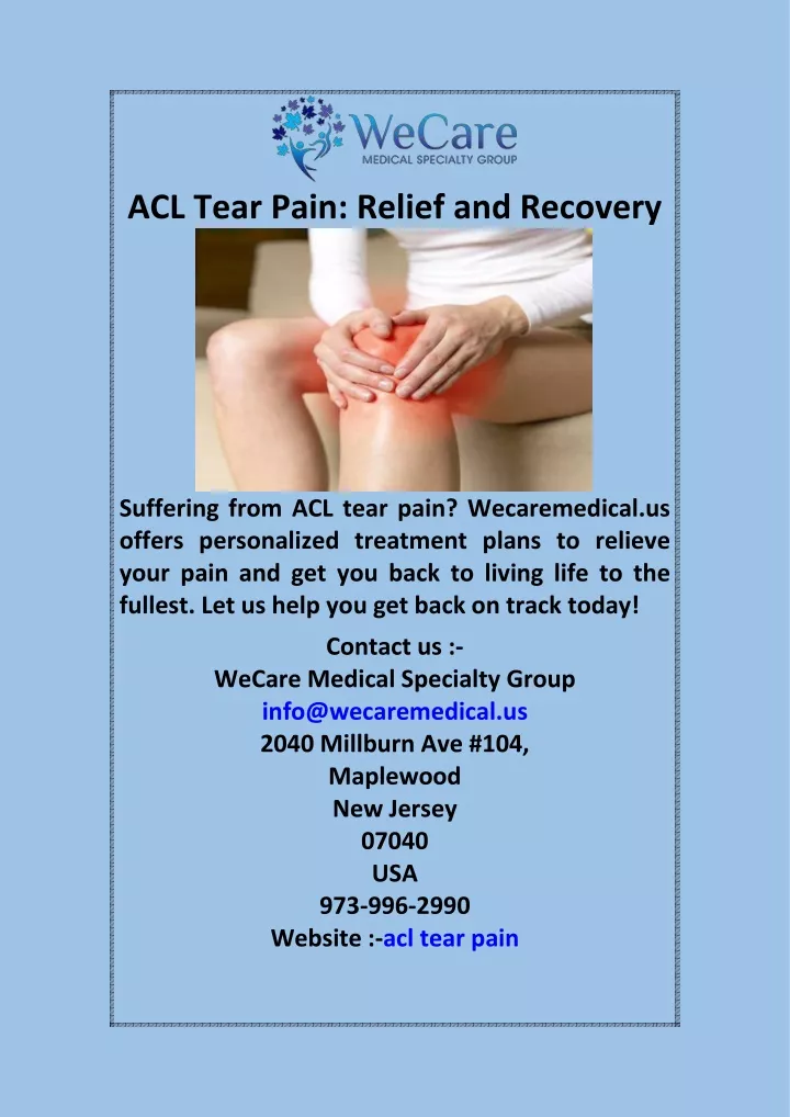 acl tear pain relief and recovery