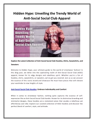 Hidden Hype Unveiling the Trendy World of Anti-Social Social Club Apparel