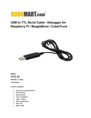 usb to ttl serial cable debugger for raspberry