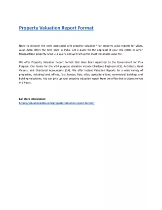 Property Valuation Report Format