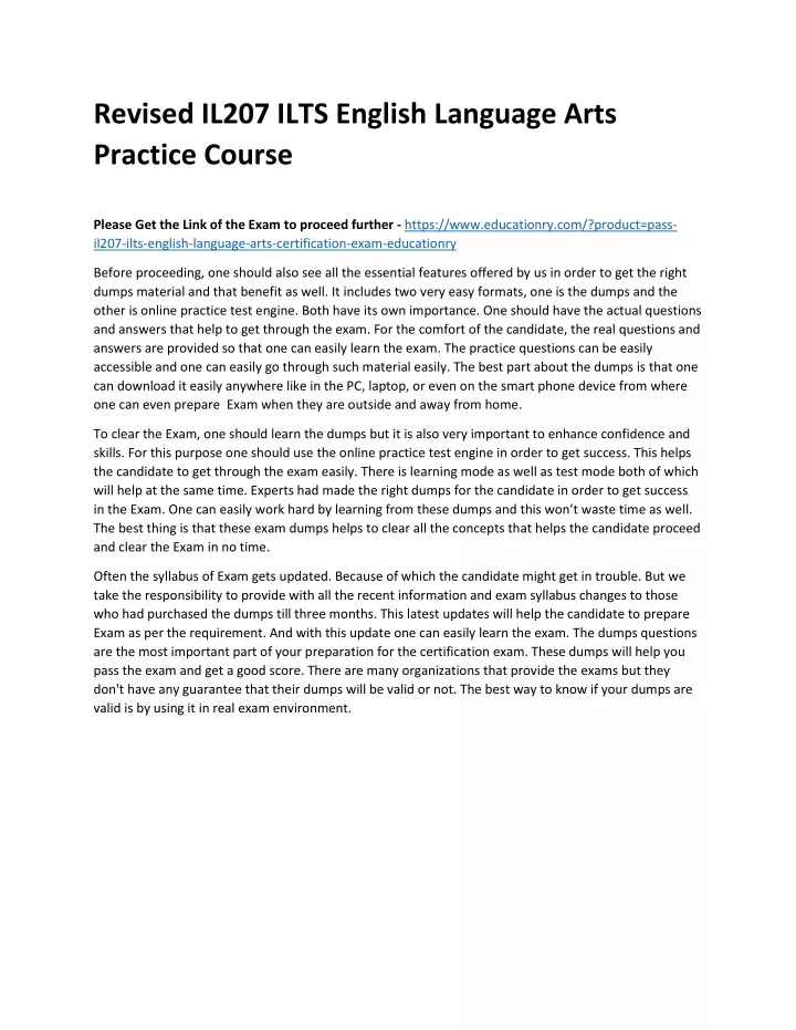 revised il207 ilts english language arts practice