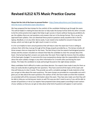 revised il212 ilts music practice course