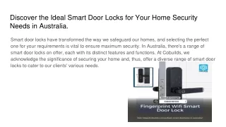 Discover the Ideal Smart Door Locks for Your Home Security Needs in Australia.